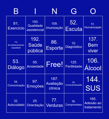Novembro Azul Bingo Card