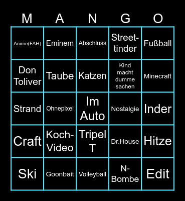Mango Bingo Card