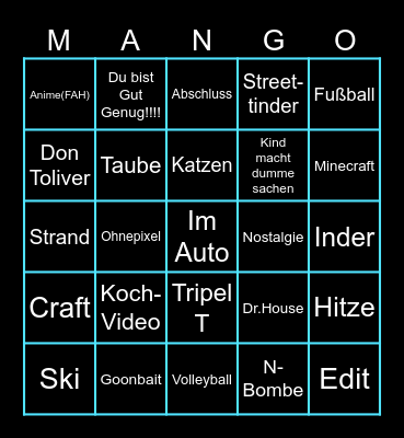 Mango Bingo Card