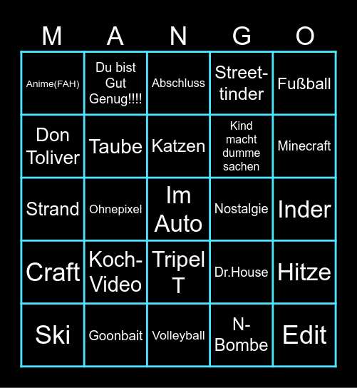 Mango Bingo Card