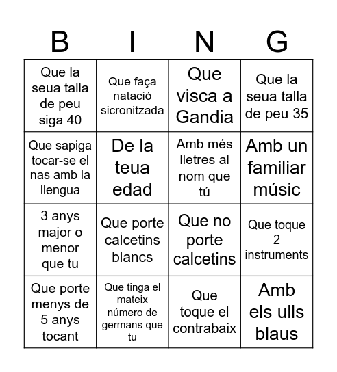 Troba a un emerxiquet... Bingo Card