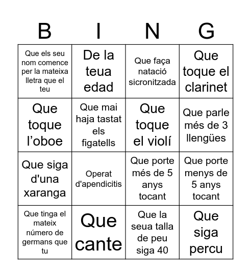 Troba a un emerxiquet... Bingo Card