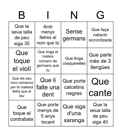 Troba a un emerxiquet... Bingo Card