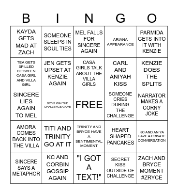 LOVE ISLAND BINGO Card