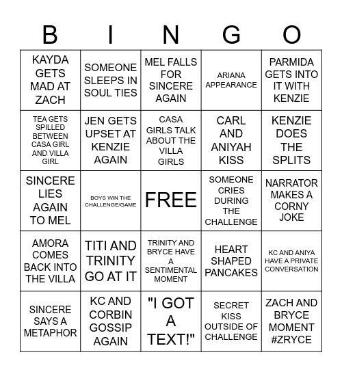 LOVE ISLAND BINGO Card