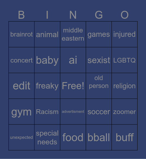 insta bingo Card