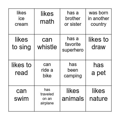 Human Bingo Card