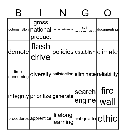 WRS Vocabulary Bingo II Bingo Card