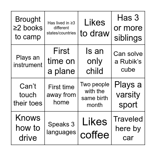 √mathroots Ice Breaker Bingo Card