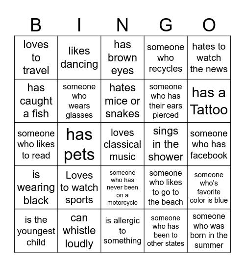 Adult ESL Bingo Card