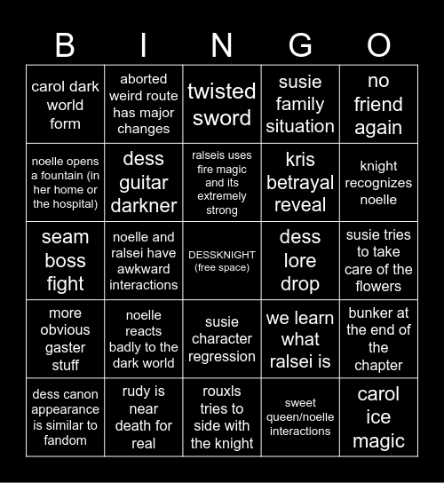 deltarune ch6 Bingo Card