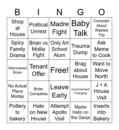 Mollie Home Bingo Card