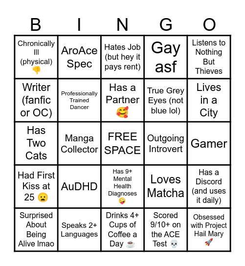 Are You Like Me? Bingo Card