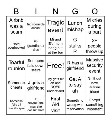 On da rocks Bingo Card