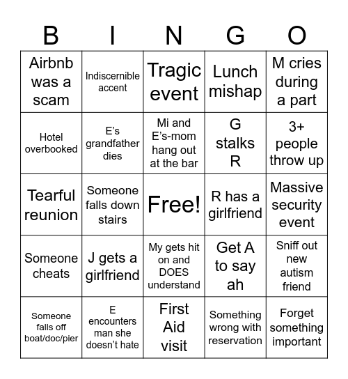 On da rocks Bingo Card