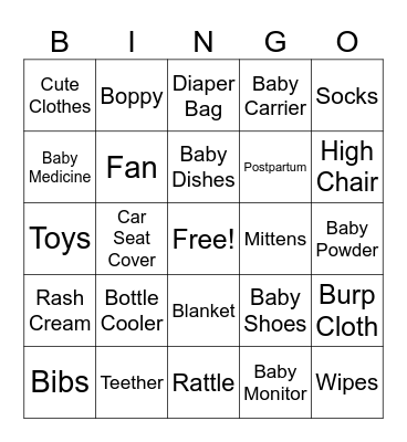BABY SHOWER Bingo Card