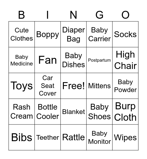 BABY SHOWER Bingo Card