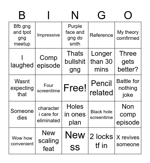 TPOT 23 BINGO Card