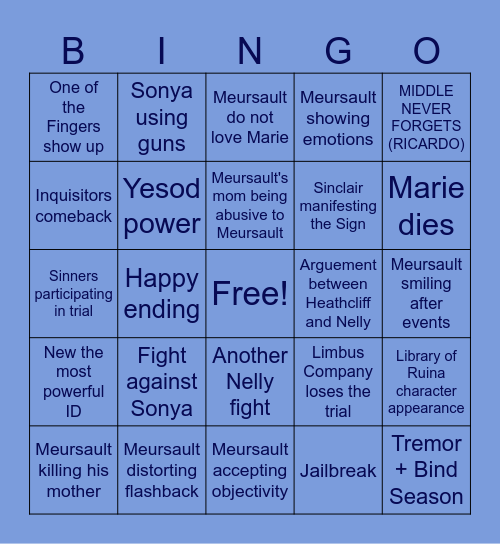 Canto X Bingo Card
