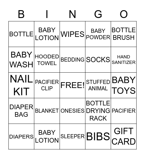 BABY SHOWER Bingo Card