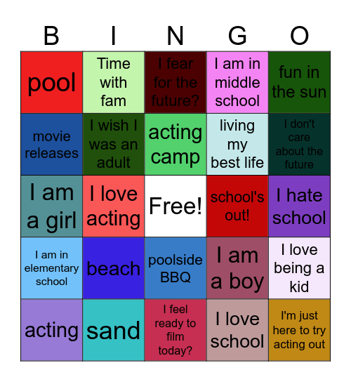 Summer Fun Bingo Card