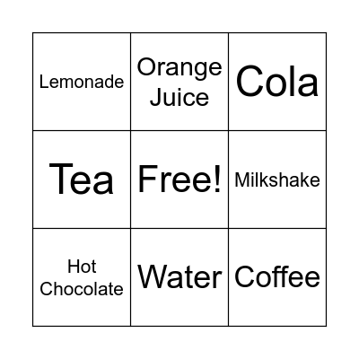 Do you like ... (drink)? Bingo Card
