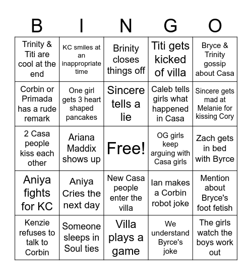 Love Island Babbbby! Bingo Card