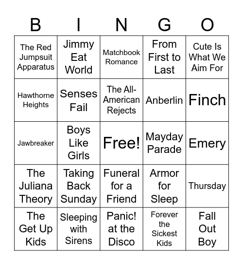 Mixtape Bingo Card