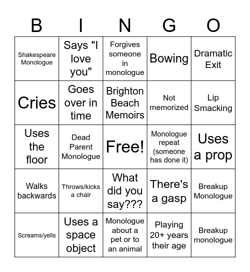CHERUB BINGO Card