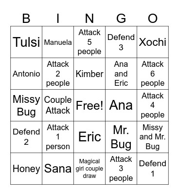 Sophia Art Fight Bingo Card Bingo Card