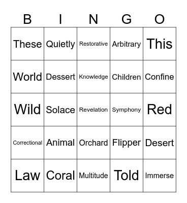 English Pronunciation Bingo Card