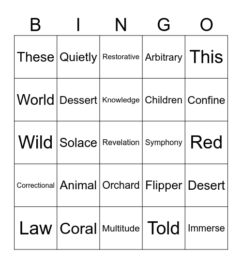 English Pronunciation Bingo Card