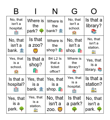 B4 L2 Is that a ticket office? Bingo Card