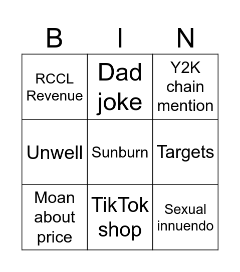 Fraser Bingo Card