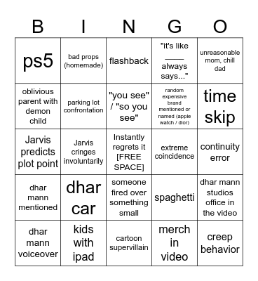 Dhar Mann Bingo v4 Bingo Card