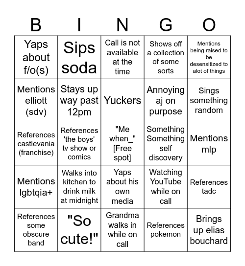 Irving Bingo Card