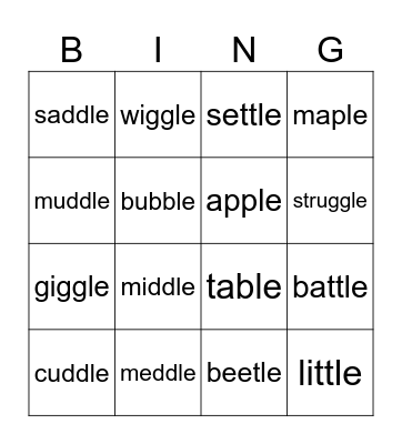 el or le Bingo Card