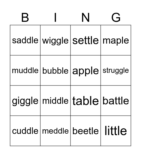 el or le Bingo Card
