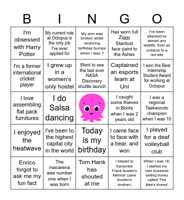 Human Bingo Card