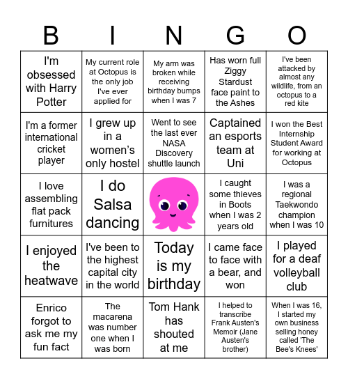 Human Bingo Card