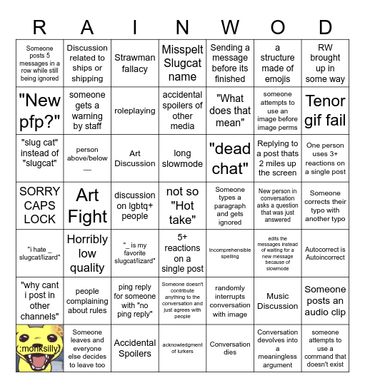 rain world general and Misc bingo Card