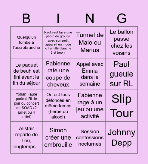 BingSupt Bingo Card