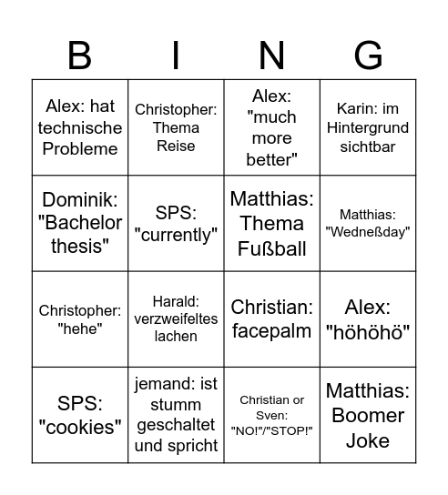 Jour Fixe Bingo Card