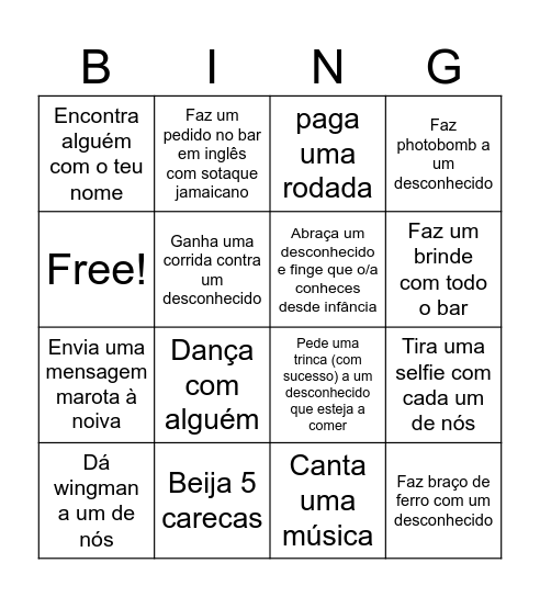 Bingo do Piscualli Bingo Card