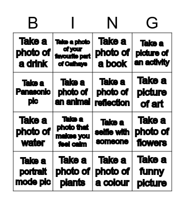 Photograph Bingo Card