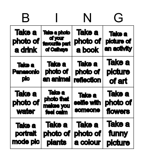 Photograph Bingo Card