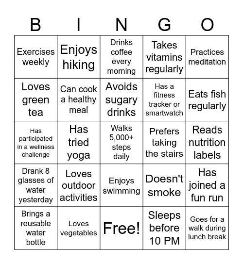 FWCook Wellness Bingo Card