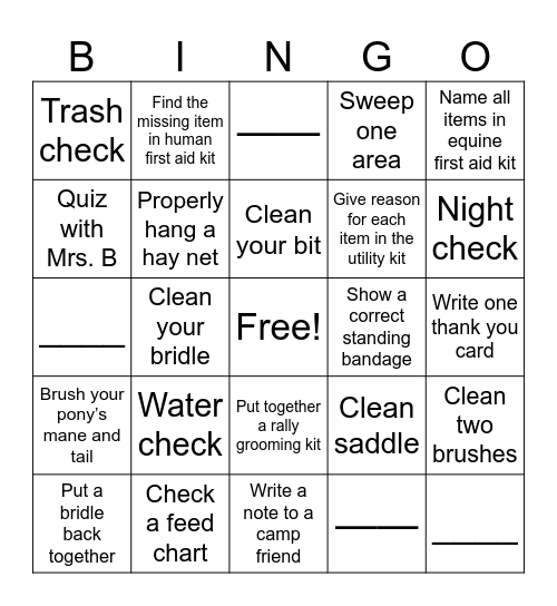 CAMP BINGO Card