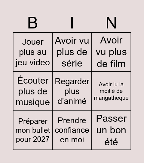 My 2026 summer 🏝️ Bingo Card