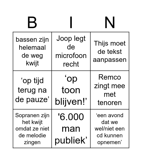 Springo Remco Bingo Card